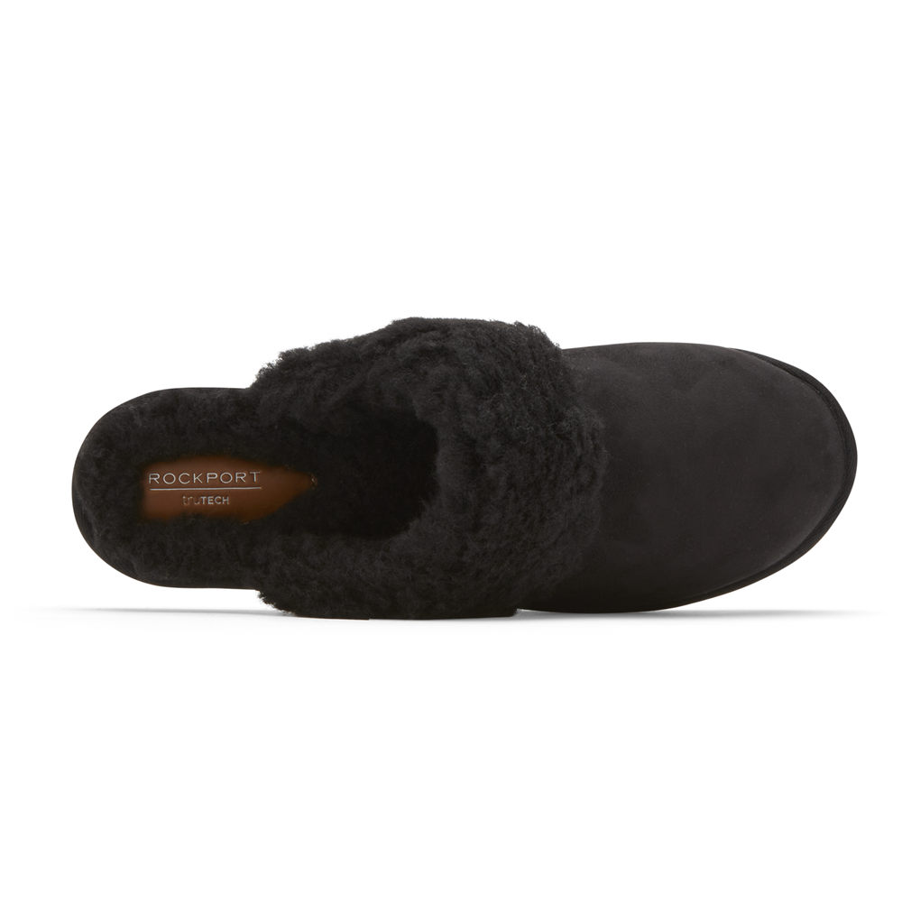 Rockport Womens Slippers Black - truTECH Veda Slide - UK 827-OZAKLR